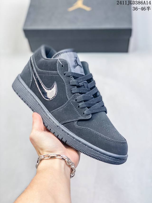 36-46半 头层带半码 Air Jordan 1 Low “Triple Black” 低帮 纯黑武士 Aj1 乔丹1代 Aj1 乔1 中邦 黑魂 全黑 乔丹