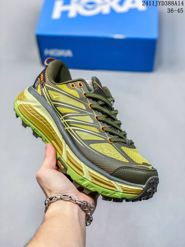 公司级hoka One One Mafate Speed 2 Low 轻量低帮户外越野跑鞋 户外山脉越野轻量运动跑鞋 鞋面用轻的无缝架构，鞋带用了弹性不易松脱的