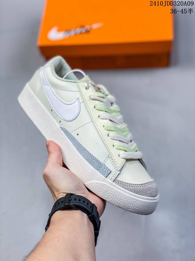 真标nike Blazer 经典开拓者高帮百搭休闲运动板鞋 新开发楦型纸板 双合成橡胶底 货号 : Dm7186 001 尺码：36～45半 编号：10Jdd3