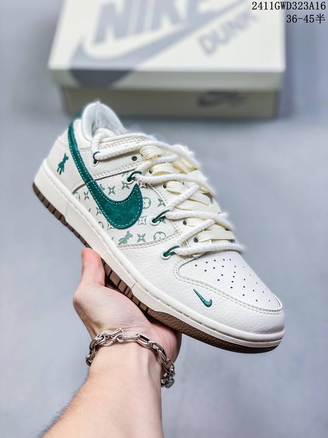 海外爆款限量发售！公司级 Nike Sb Dunk Low“暴力熊系列 绑带米黄绿勾” 周年高端定制 低帮休闲板鞋 定制鞋盒 大厂纯原品质出货 超高清洁度 皮料