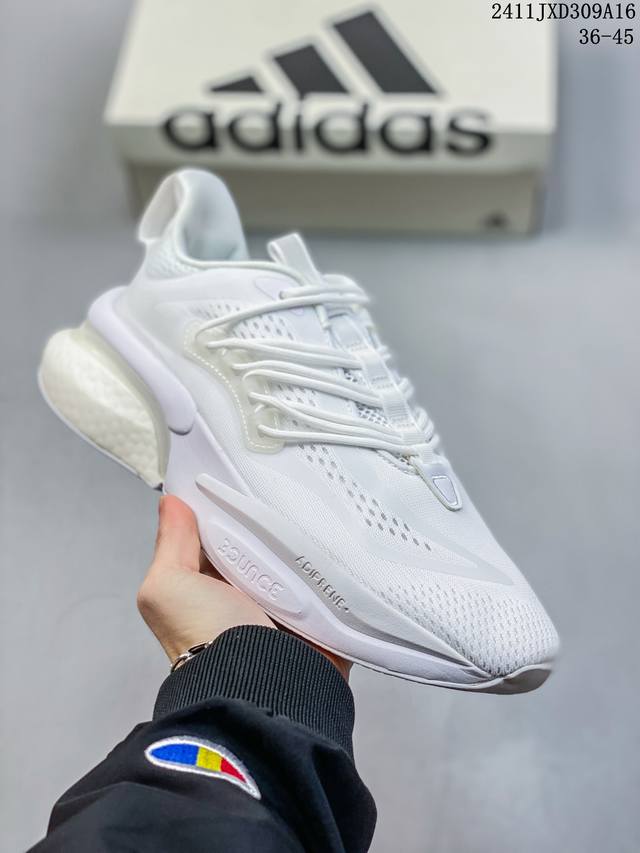 真标adidas Alphaboostv1 Sustainabe舒适潮流 轻便耐磨防滑 低帮 跑步鞋 白色 低帮跑鞋 穿上这款 Adidas Alphaboos