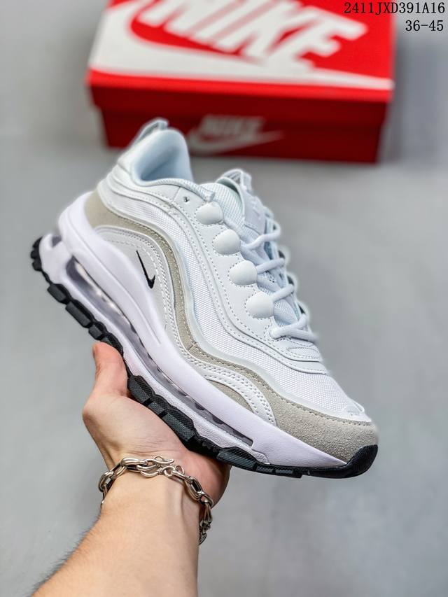 耐克nike休闲鞋 经典 气垫 Air Max 97 子弹气垫低帮运动鞋。Air Max '97 运动跑鞋以流线型鞋身和卓越科技为热爱运动的你造就全方位防护，强