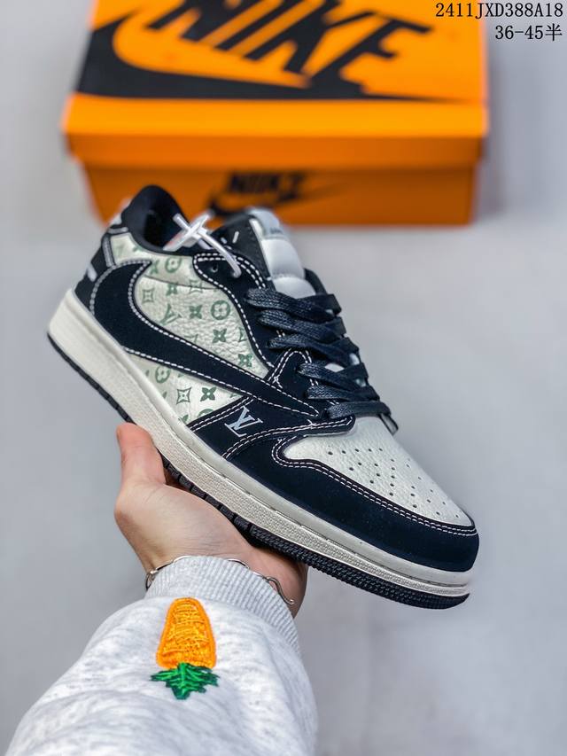 公司级aj1倒勾travis Scott X Air Jordan 1 ” Reverse Mocha “ Aj1乔1 Ts 闪电 联名倒钩 低帮文化篮球鞋 完