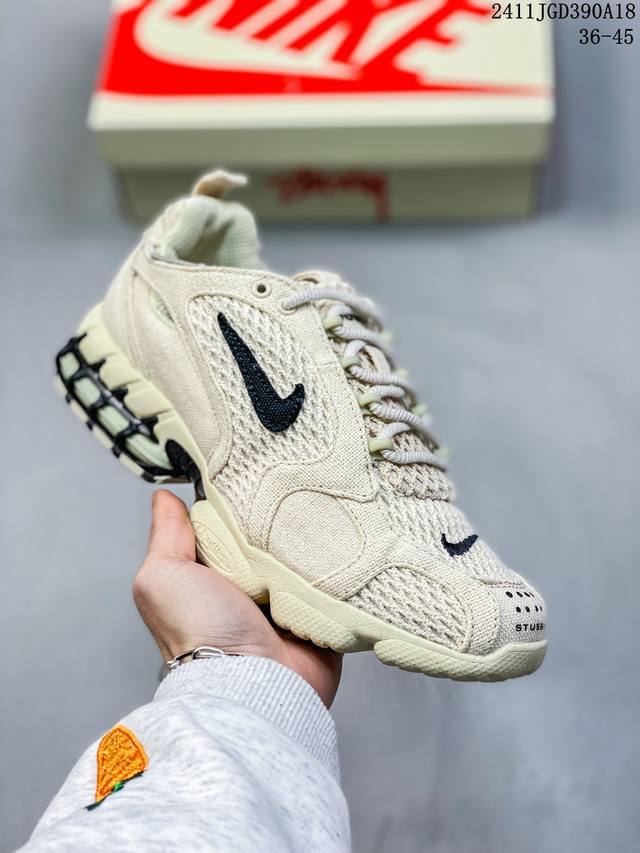 Nike 耐克 美国元祖街头潮牌stussy斯图西 X Nike Air Zoom Spiridon Caged 2 Fossil Color 斯皮里东牢笼2代