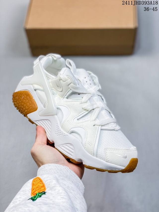 耐克nike Huarache 华莱士 Off-Whitesail 氯丁橡胶运动休闲跑鞋搭配网眼鞋头和绒面革镶片 一个半透明的 Tpu 塑料鞋跟柜台在一个更新的