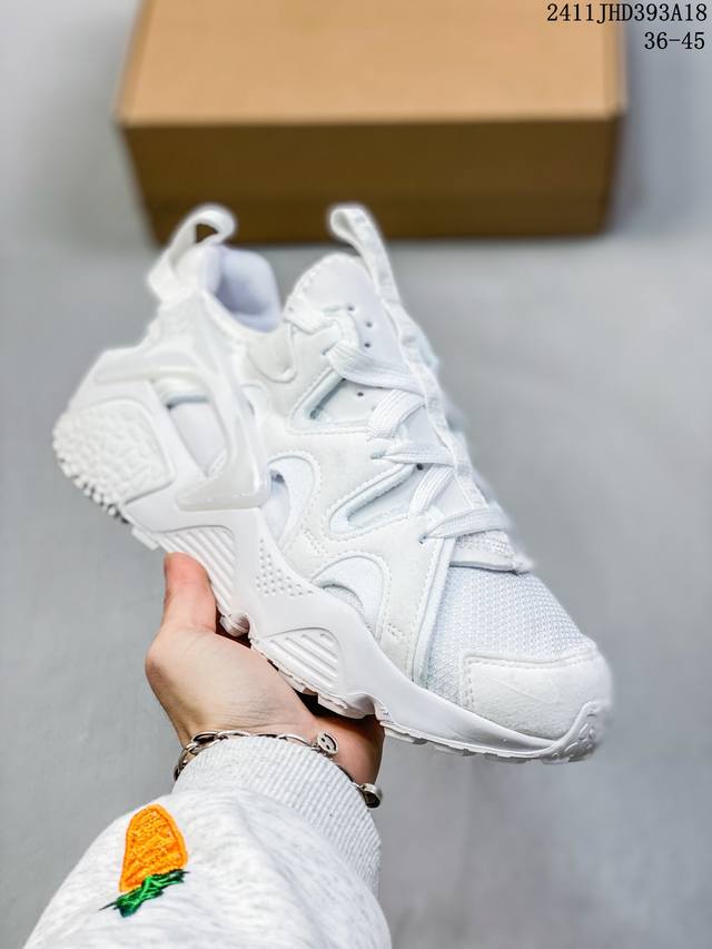 耐克nike Huarache 华莱士 Off-Whitesail 氯丁橡胶运动休闲跑鞋搭配网眼鞋头和绒面革镶片 一个半透明的 Tpu 塑料鞋跟柜台在一个更新的