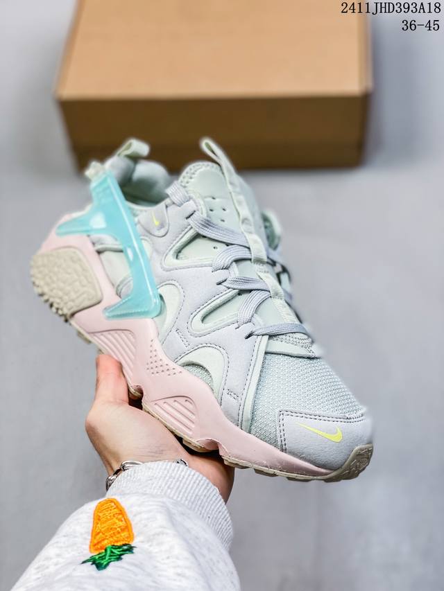 耐克nike Huarache 华莱士 Off-Whitesail 氯丁橡胶运动休闲跑鞋搭配网眼鞋头和绒面革镶片 一个半透明的 Tpu 塑料鞋跟柜台在一个更新的