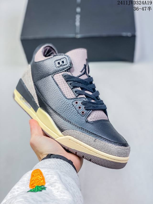 公司级nike Air Jordan 3 Retro皮革 潮流 防滑耐磨包裏性 中帮 复古篮球鞋 升级原楦原档案数据开发纸版楦型 采用同源纳帕头层皮革鞋面材质