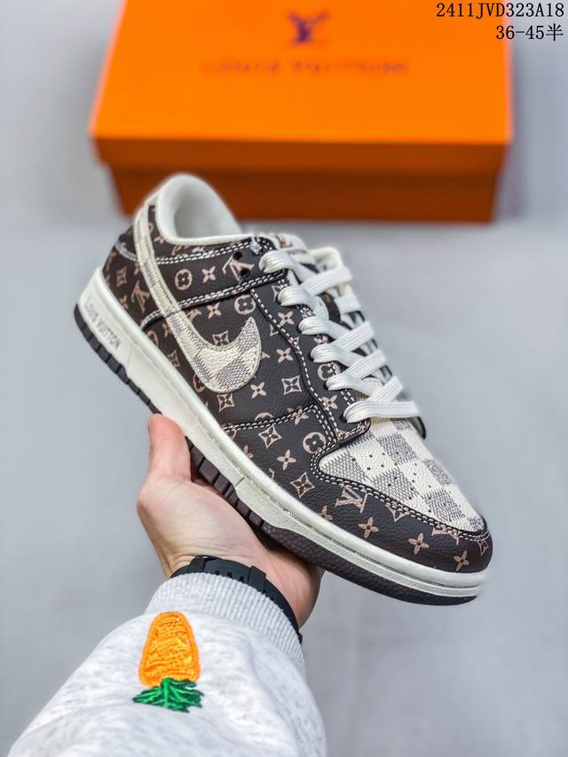 海外爆款限量发售！公司级 Nike Sb Dunk Low“Lv联名 米白黛蓝” 周年高端定制 低帮休闲板鞋 定制鞋盒 大厂纯原品质出货 超高清洁度 皮料切割干