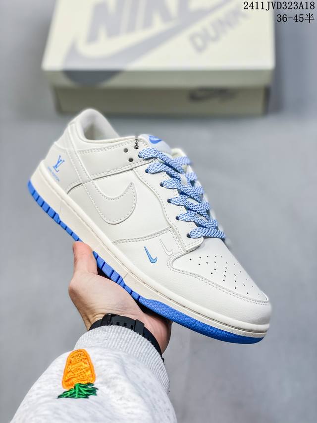 海外爆款限量发售！公司级 Nike Sb Dunk Low“Lv联名 米白黛蓝” 周年高端定制 低帮休闲板鞋 定制鞋盒 大厂纯原品质出货 超高清洁度 皮料切割干