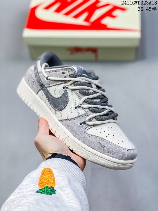 海外爆款限量发售！公司级 Nike Sb Dunk Low“斯图西系列 猪八米蓝勾” 周年高端定制 低帮休闲板鞋 定制鞋盒 大厂纯原品质出货 超高清洁度 皮料切