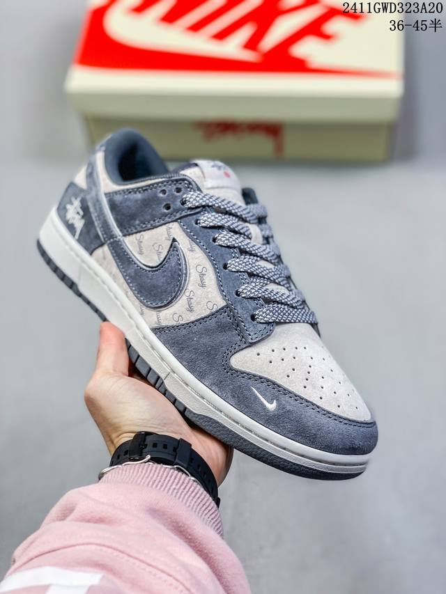 海外爆款限量发售！公司级 Nike Sb Dunk Low“斯图西联名 绑带灰刺绣灰勾” 周年高端定制 低帮休闲板鞋 定制鞋盒 大厂纯原品质出货 超高清洁度 皮