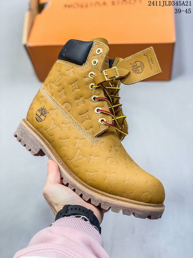 纯原 佛山大厂出品 独立私模正确版 极致工艺 产量极低 Timberland X Louis Vuitton Lv联名款 添柏岚 天伯伦 6英寸满印老花 防水大