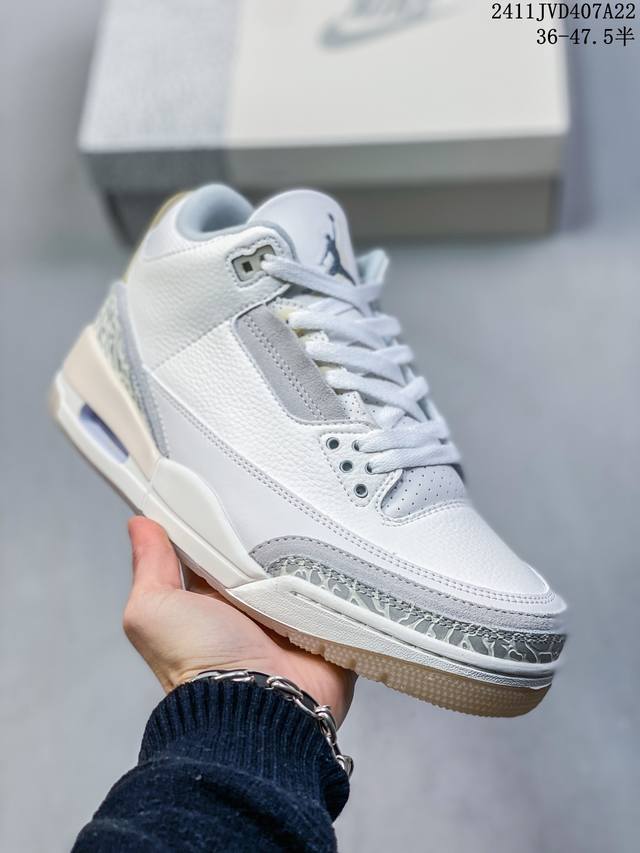 Fragment Design X Jordan Air Jordan 3 Sp 藤原浩 中帮 复古篮球鞋 男女同款 黑白 水泥做旧 Aj3合集 尺码:36-4