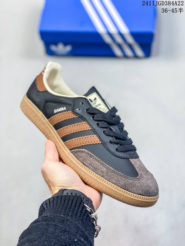 德训鞋 Adidas Originals Samba Og Shoes 经典运动鞋小白鞋 T头鞋 男女板鞋 彰显休闲摩登风情的时尚经典鞋。它诞生于50年代的足球