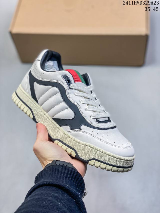 广东大厂 目前16个配色 星空手提礼盒版 全套包装 古驰 Gucci Re-Web 24C Leather Sneakers Web系列低帮复古百搭训练休闲运动