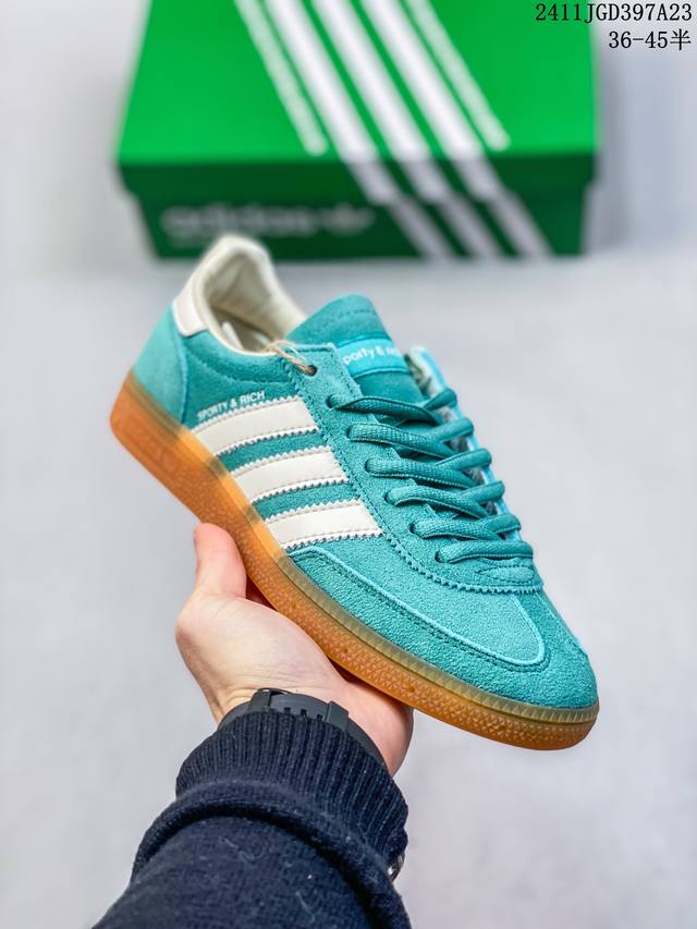 Adidas Handball Spezial 三叶草手球特别版圣帕特里克节联名款 全鞋采用yezzy500一样的皮料 灯芯绒皮面材质 特殊工艺技术 原盒包装