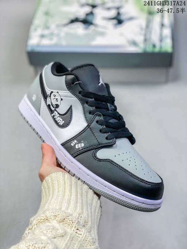 公司级头层皮熊猫 耐克nike Air Jordan 1 Mid“ Aj1 乔1代 乔丹一代低帮经典复古文化休闲运动篮球鞋采用荔枝纹头层皮与牛剖革鞋面材质#中底