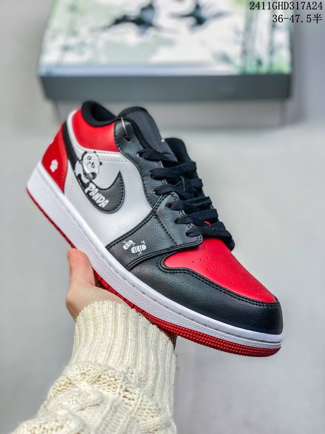 公司级头层皮熊猫 耐克nike Air Jordan 1 Mid“ Aj1 乔1代 乔丹一代低帮经典复古文化休闲运动篮球鞋采用荔枝纹头层皮与牛剖革鞋面材质#中底