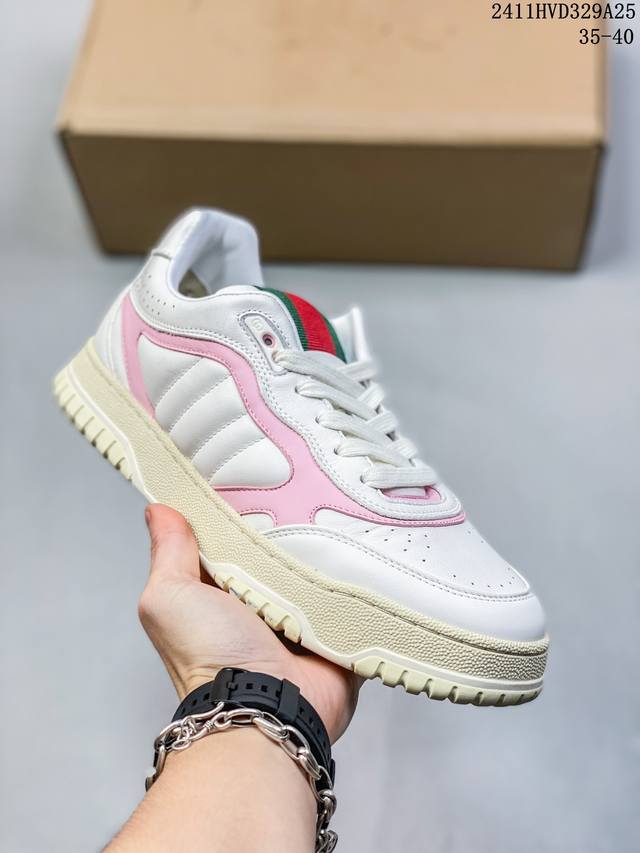 广东大厂 目前16个配色 星空手提礼盒版 全套包装 古驰 Gucci Re-Web 24C Leather Sneakers Web系列低帮复古百搭训练休闲运动