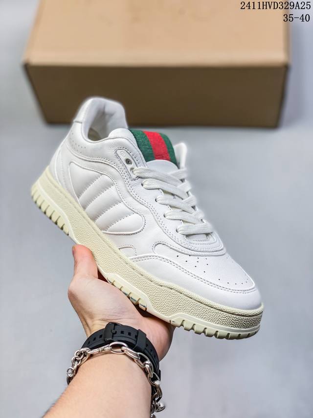 广东大厂 目前16个配色 星空手提礼盒版 全套包装 古驰 Gucci Re-Web 24C Leather Sneakers Web系列低帮复古百搭训练休闲运动