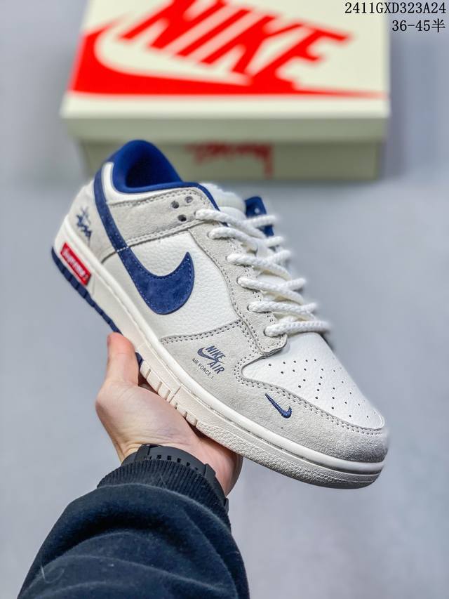 海外爆款限量发售！公司级 Nike Sb Dunk Low“斯图西联名 贴布灰黑黑勾” 周年高端定制 低帮休闲板鞋 定制鞋盒 大厂纯原品质出货 超高清洁度 皮料