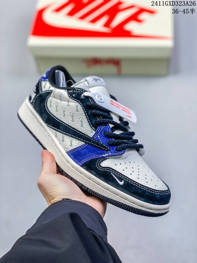 海外爆款限量发售！公司级 Nike Jordan Air Jordan 1“暴力熊联名 米黑小勾” 高端定制 低帮 复古 减震 防滑 耐磨 篮球鞋 定制鞋盒 大