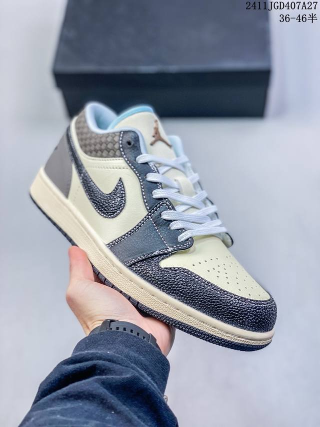 真标带半码jordan Air Jordan 1 Low百搭舒适防滑耐磨aj1低帮篮球鞋 黑棕 摩卡骑士 货号 : Hq3437-101 尺码 : 36-46