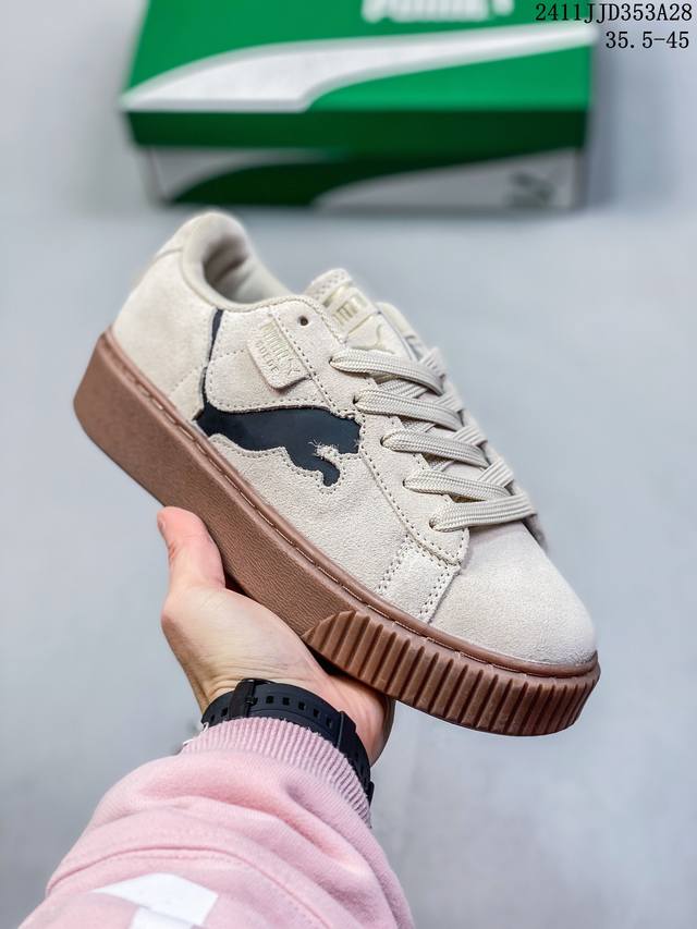 彪马 Puma Suede Platform Gold 蕾哈娜 厚底 松糕休闲百搭板鞋 复古潮女鞋时尚运动鞋 货号: 372613 Size: 35.5-40