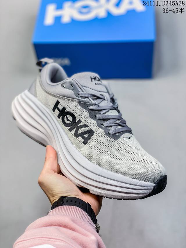 36-45半码 Hoka One One Bondi 8 缓震长距离公路 织物 低帮 长跑跑步鞋 编码：11Jjd345A28