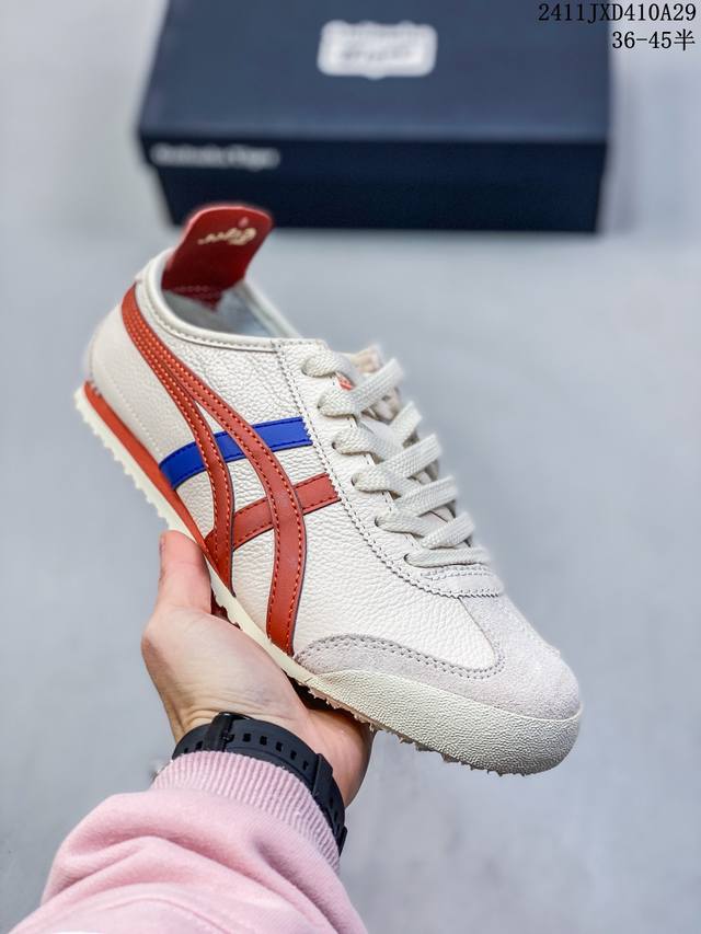 头层 Onitsuka Tiger Mexico 66 阿斯克斯 鬼冢虎 低帮 男女同款 减震支撑低邦运动休闲鞋 这款鞋由皮革制成，具有鞋跟交叉加固设计，可提供