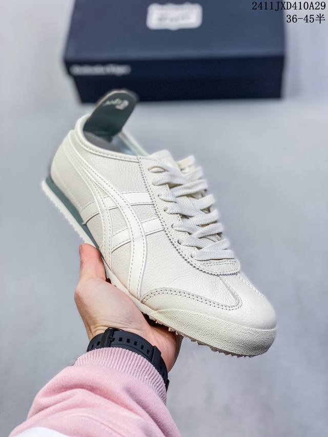 头层 Onitsuka Tiger Mexico 66 阿斯克斯 鬼冢虎 低帮 男女同款 减震支撑低邦运动休闲鞋 这款鞋由皮革制成，具有鞋跟交叉加固设计，可提供