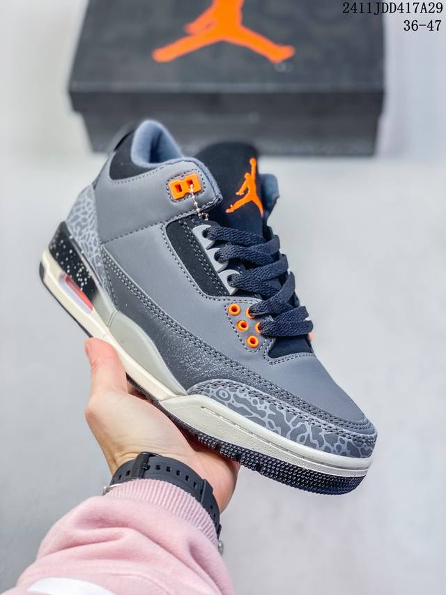 Air Jordan 3 Retro 乔丹3代气垫缓震篮球鞋 牛皮材质 可实战球鞋 尺码：36-47 编码：11Jdd417A29