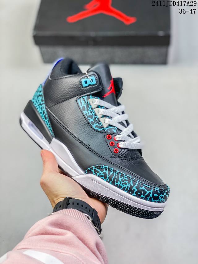 Air Jordan 3 Retro 乔丹3代气垫缓震篮球鞋 牛皮材质 可实战球鞋 尺码：36-47 编码：11Jdd417A29