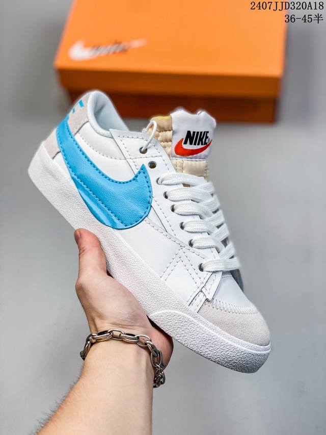 耐克nike Blazer 77 Low Jumbo White Light Pink 1977开拓者系列低帮百搭休闲运动篮球板鞋“白银黑大钩” 货号：Dx60