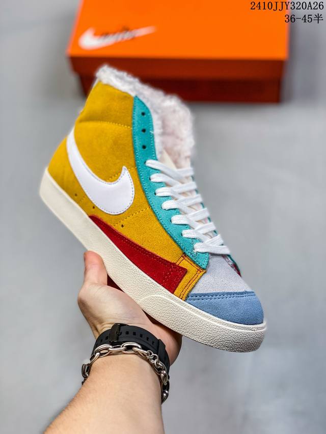 加毛 真标nike Blazer Mid‘77 Suede 经典百搭高帮开拓者休闲运动板鞋 货号:Da6364-100 尺码:36 36.5 37.5 38 3