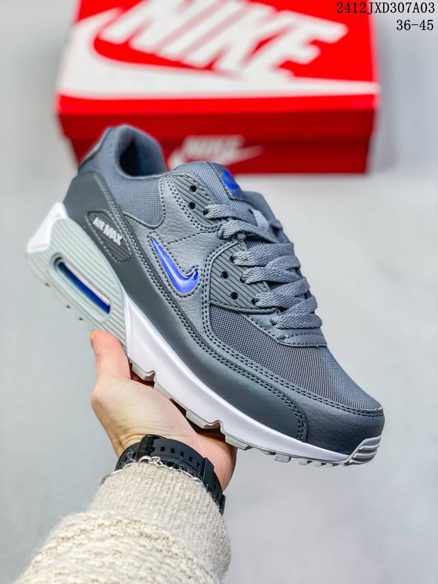 真标耐克 Nike Airmax90运动小气垫.日常运动鞋融合经典设计线条和丰富材质，沿袭元年款经典元素，焕新演绎出众外观，整体视觉表现活力满载，上脚效果满分！