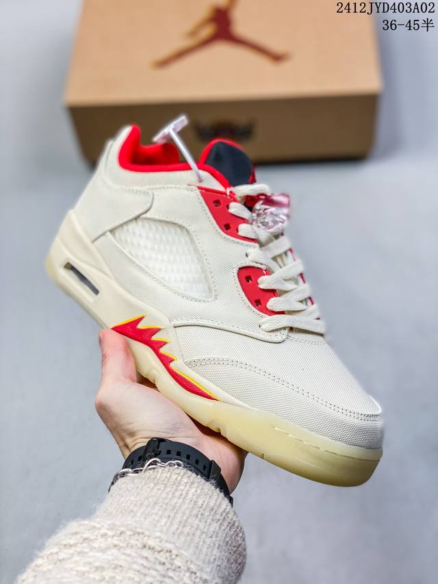 真标带半码 Air Jordan 5 Cny Aj5 中国新年 白红 撕撕乐 Dd2240- 尺码36-45半 40-45半 编码：12Jyd403A03