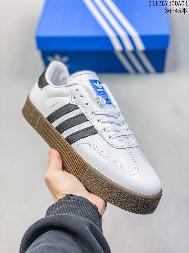 双十二福利特价 Adidas 阿迪达斯夏季款女鞋samba黑白厚底松糕德训休闲板鞋aq1134 12Ly400A04