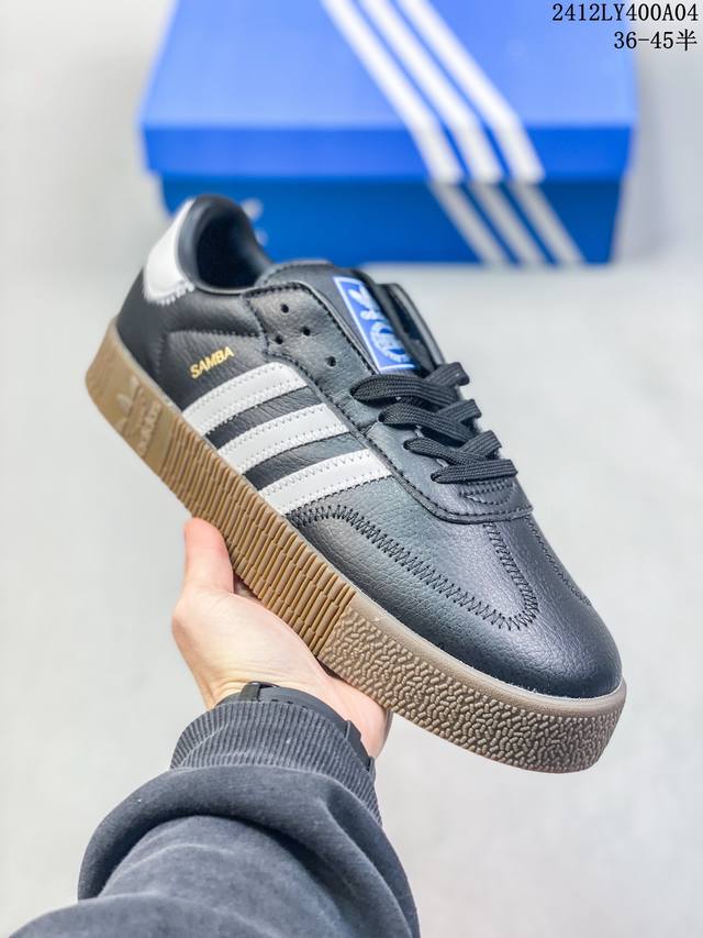 双十二福利特价 Adidas 阿迪达斯夏季款女鞋samba黑白厚底松糕德训休闲板鞋aq1134 12Ly400A04