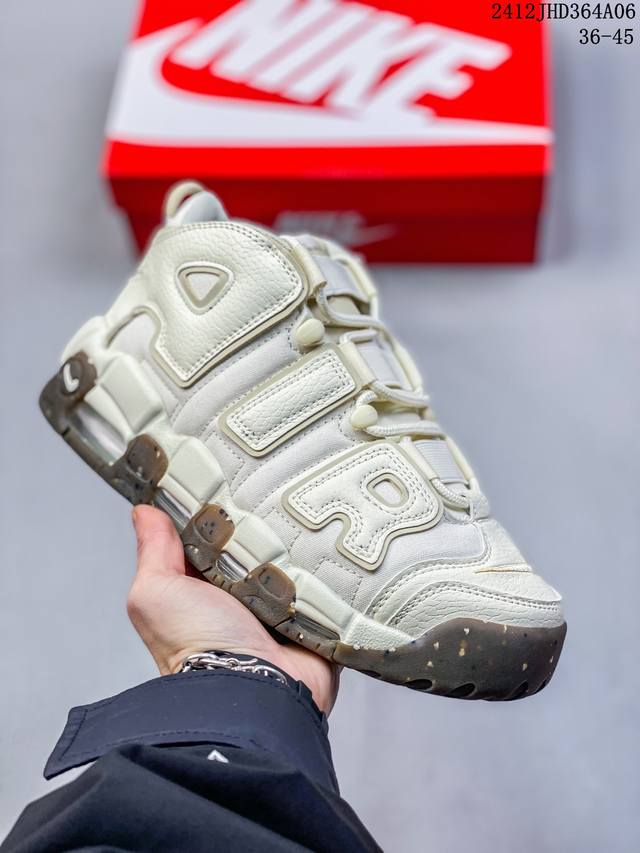 真标耐克nike Wmns Air More Uptempo Gs Barely Green 皮蓬初代系列经典高街百搭休闲运动文化篮球鞋美国队配色 货号:Cj6