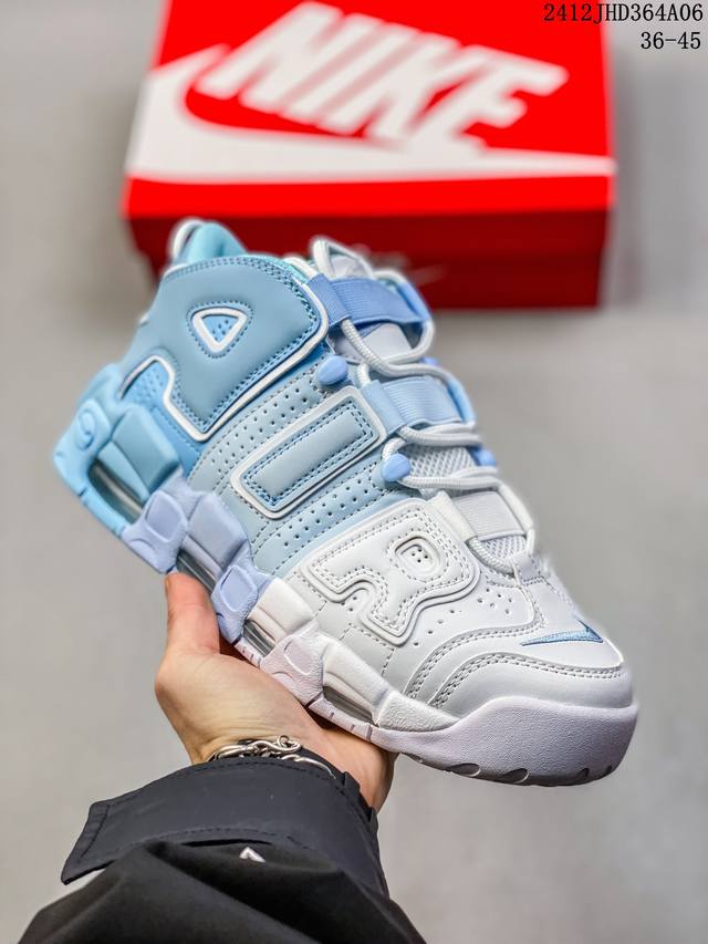 真标耐克nike Wmns Air More Uptempo Gs Barely Green 皮蓬初代系列经典高街百搭休闲运动文化篮球鞋美国队配色 货号:Cj6