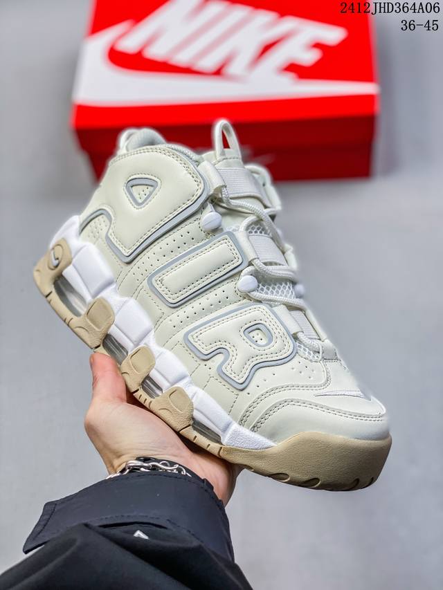 真标耐克nike Wmns Air More Uptempo Gs Barely Green 皮蓬初代系列经典高街百搭休闲运动文化篮球鞋美国队配色 货号:Cj6