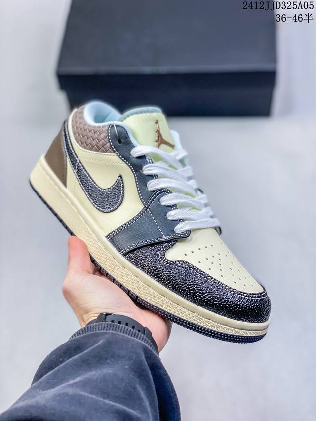 定制球鞋 Jordan Air Jordan 1 Low Se 美拉德 缝线 菱形格 舒适百搭 高级简约 防滑耐磨 低帮 复古篮球鞋 M627A1E 12Jjd