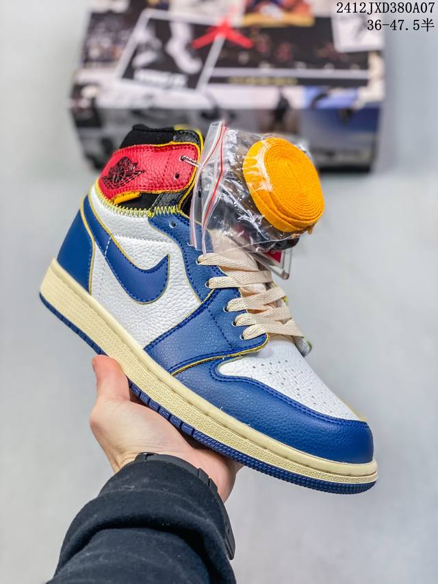 公司级aj乔丹air Jordan 1 Aj 1 乔1 黑脚趾 联名拼接 倒勾限量款男女篮球鞋 货号：By 0 尺码：36-45半码 Size：36-47.5半