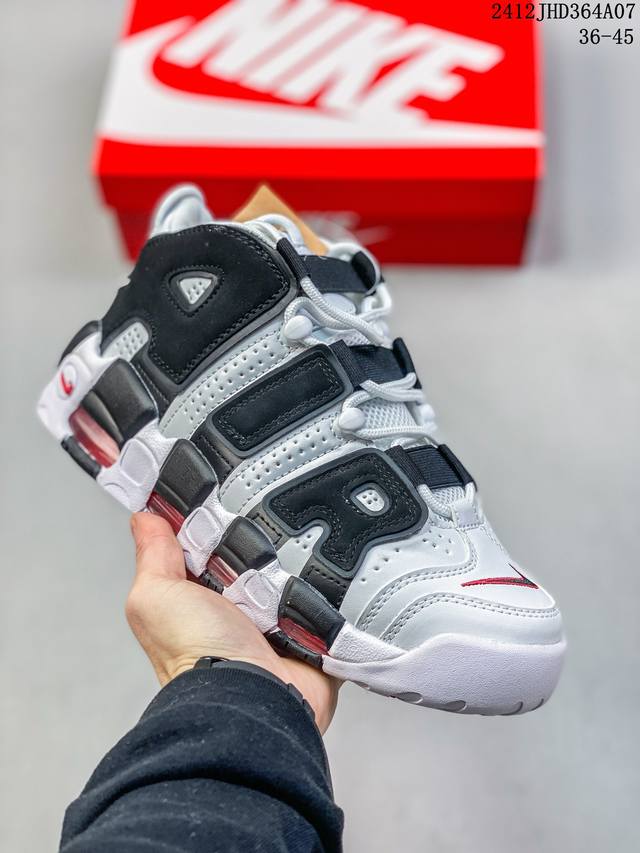 耐克 Nike Air More Uptempo '96 皮蓬全掌气垫男女子运动鞋厚底增高缓震慢跑鞋。续写 20 世纪 80 年代和 90 年代篮球运动飞速发展