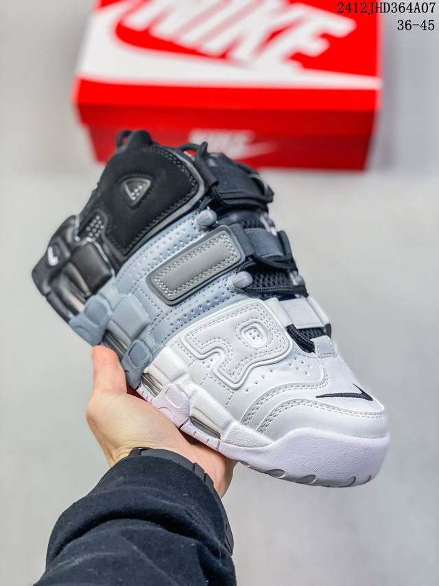 耐克 Nike Air More Uptempo '96 皮蓬全掌气垫男女子运动鞋厚底增高缓震慢跑鞋。续写 20 世纪 80 年代和 90 年代篮球运动飞速发展