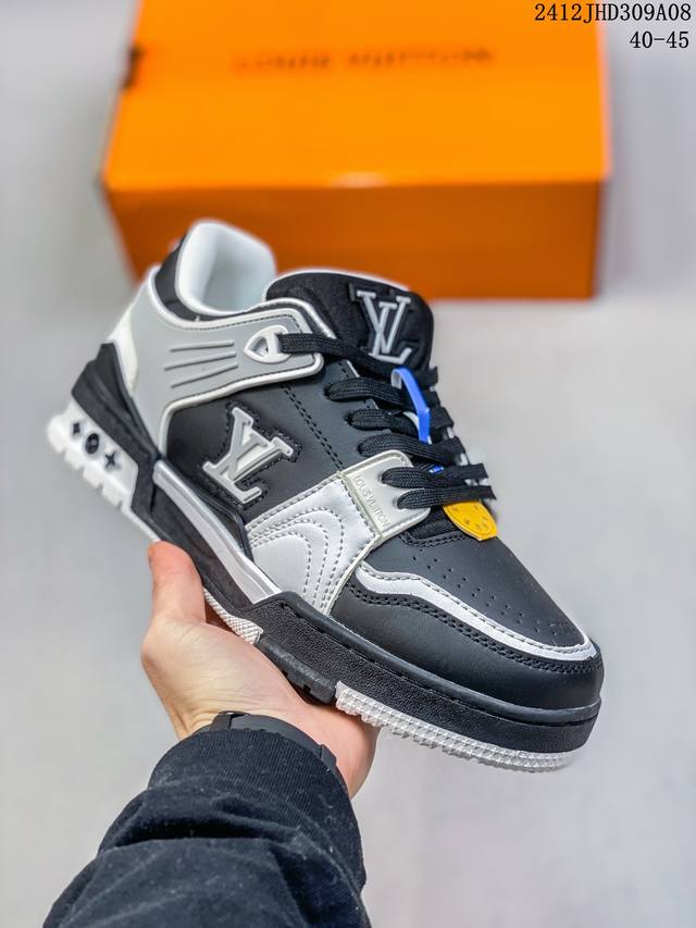 真标全新lv路易威登louis Vuitton Trainer Sneaker Low休闲运动文化百搭板鞋 尺码:40-45 36-45 Id:12Jhd309