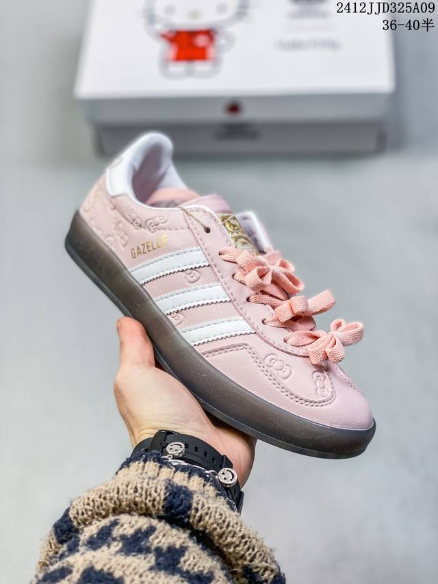 阿迪达斯hello Kitty 凯蒂猫 X Adidas Originals Gazelle Indoor “White Red Core Black”舒适百搭