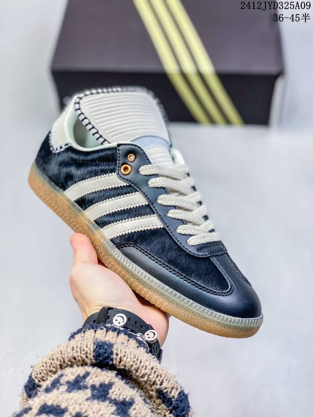 阿迪达斯wales Bonner X Adidas Originals Samba Pony Tonal 德训防滑耐磨 低帮 板鞋 12Jyd325A09